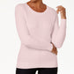 Karen Scott Women's Stretch Cable Knit Long Sleeve Jewel Neck Sweater Pink Size Petite Large