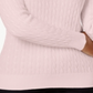Karen Scott Women's Stretch Cable Knit Long Sleeve Jewel Neck Sweater Pink Size Petite Large