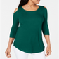 JM Collection Women's Cold Shoulder Top Green Size Petite L