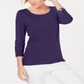 Karen Scott Women's Cotton Scoop Neck Top Purple Size Petite L