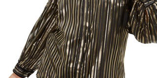 Alfani Women's Metallic Stripe Blouse Black Size Medium