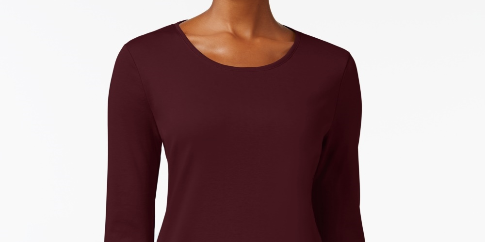 Charter Club Women's Pima Cotton Long Sleeve Top Red Size XX-Large