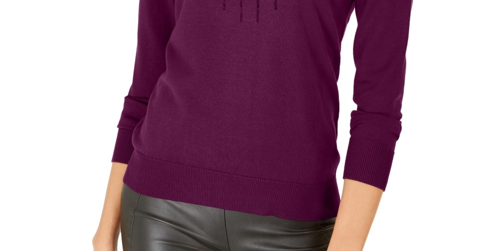 Thalia Sodi Women's Cold Shoulder Sweater Purple Size Large