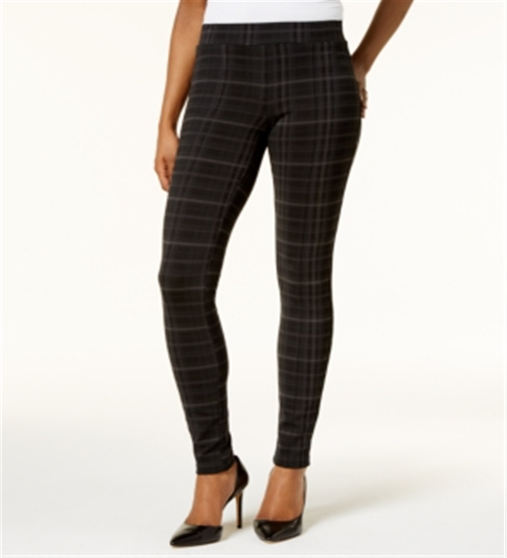 Style & Co Women's Plaid Ponte Legging Black Size Petite Small