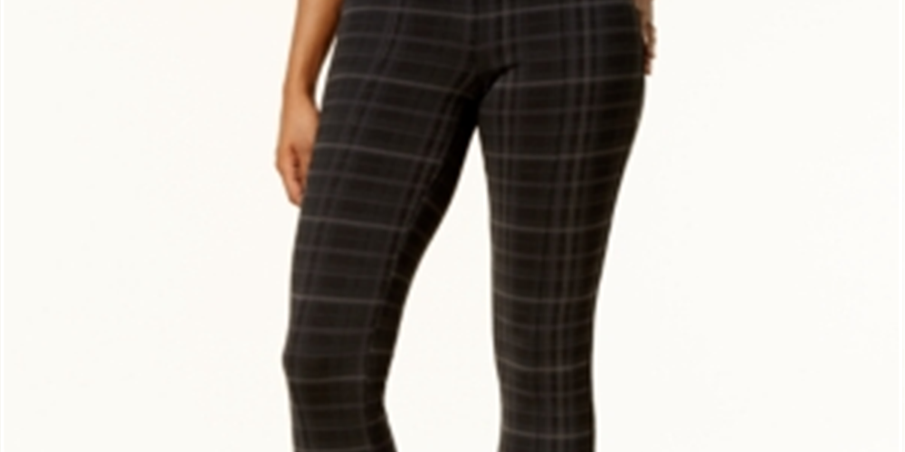Style & Co Women's Plaid Ponte Legging Black Size Petite Small