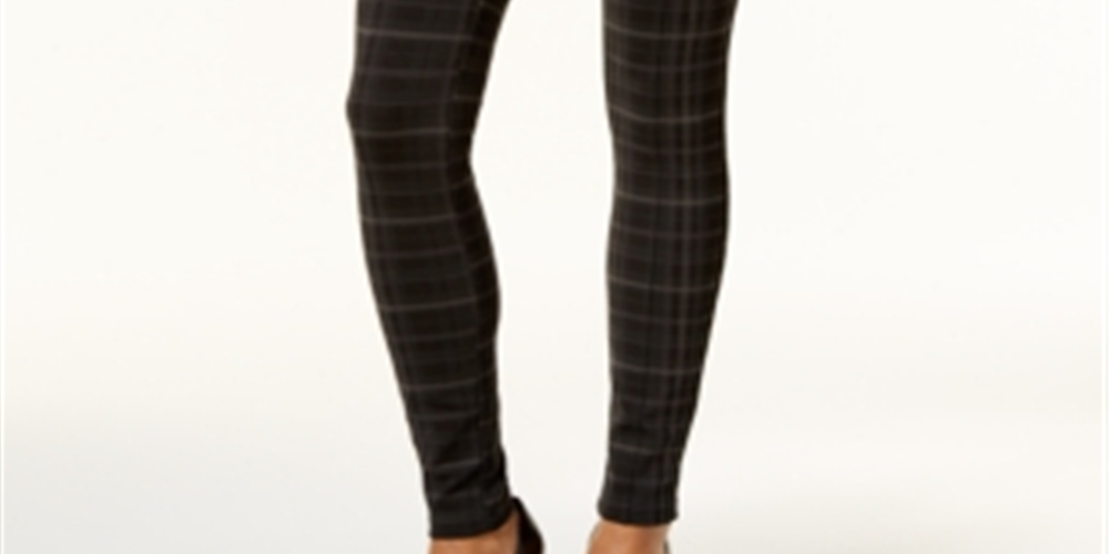 Style & Co Women's Plaid Ponte Legging Black Size Petite Small