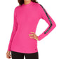Calvin Klein Women's Performance Logo Stripe Mock Neck T Shirt Pink Size Medium