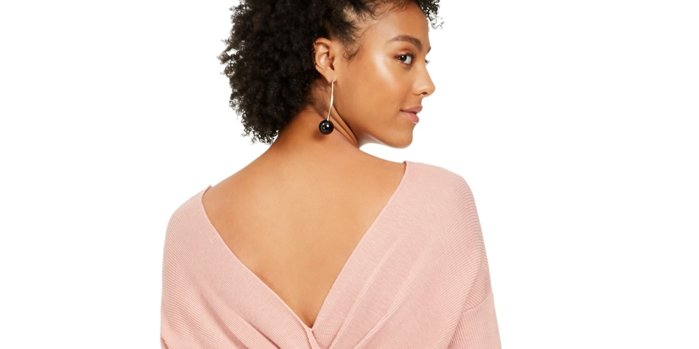 Bar III Women's Wear 2 Ways Twist Sweater Pink Size XX-Large