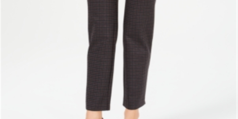 Charter Club Women's Check Straight Leg Pants Black Size 10
