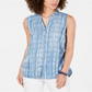 Style & Co Women's Cinched Side Sleeveless Top Blue Size Petite M