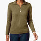 Karen Scott Women's Textured Heather Long Sleeve Collared Sweater Green Size Ps