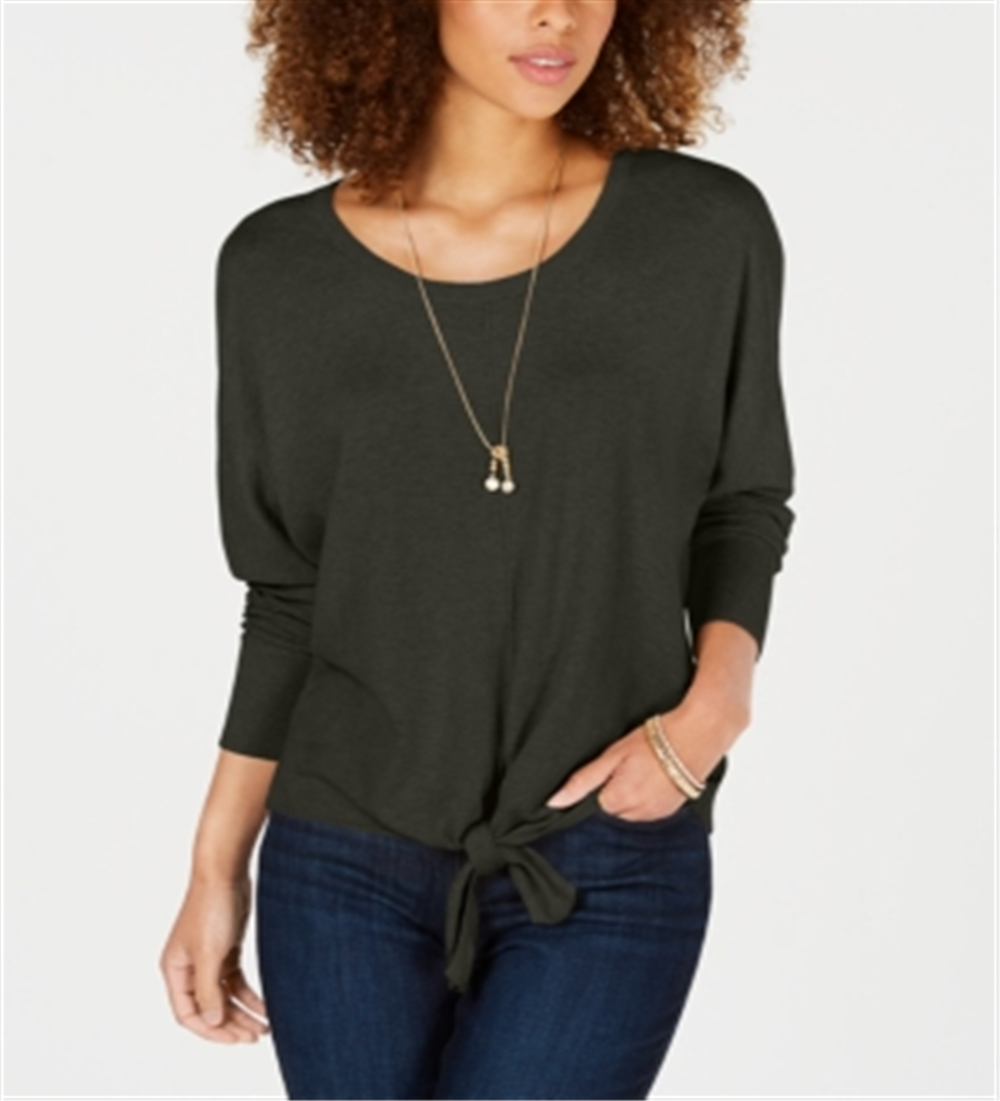 Style & Co Women's Tie Front Sweater Gray Size S