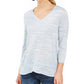 Style & Co Women's V Neck Top Blue Size X-Small