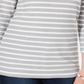 Karen Scott Women's Boatneck Stripe Long Sleeve with Floral Neckline and Beads Top Red Size Petite Large