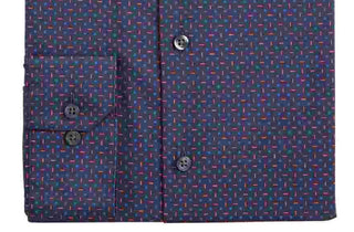 Alfani Men's Printed Collared Slim Fit Stretch Dress Shirt Navy Size 15.5X34-35