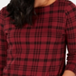Charter Club Women's Pima Cotton Button Shoulder Print Top Cranberry Size Petite L