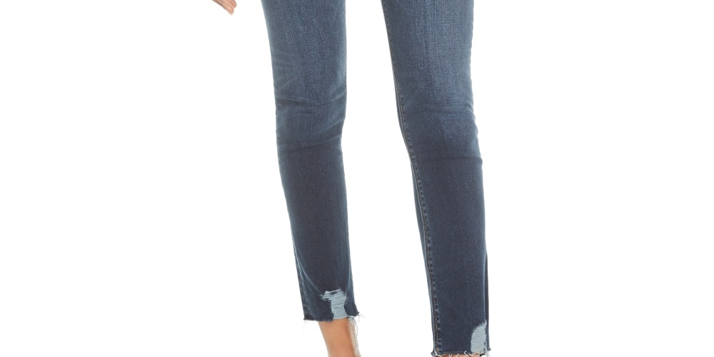 Hudson Women's Jeans Nico High Waist Chewed Hem Ankle Skinny Jeans Blue Size 28