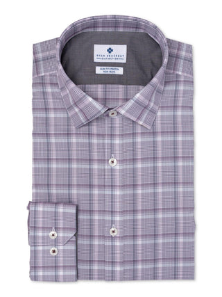 Ryan Seacrest Distinction Men's Cotton Plaid Button Down Shirt Purple Size 15.5X32-33
