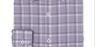 Ryan Seacrest Distinction Men's Cotton Plaid Button Down Shirt Purple Size 15.5X32-33