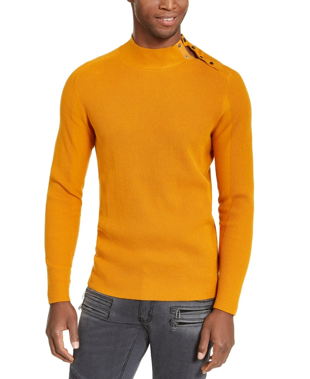 INC International Concepts Men's Ribbed Button Neck Sweater Yellow Size XXX-Large
