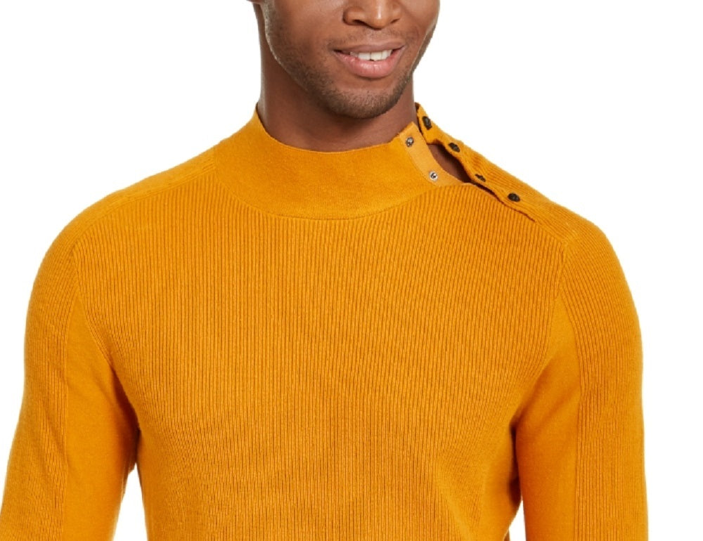 INC International Concepts Men's Ribbed Button Neck Sweater Yellow Size XXX-Large