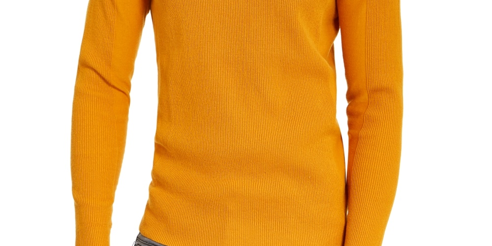 INC International Concepts Men's Ribbed Button Neck Sweater Yellow Size XXX-Large