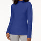 Karen Scott Women's Cotton Mock-Neck Top Dark Blue Size Small