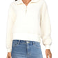Derek Heart Junior's Pullover Top Sherpa 1/2 Zip White Size Large