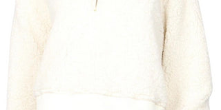 Derek Heart Junior's Pullover Top Sherpa 1/2 Zip White Size Large