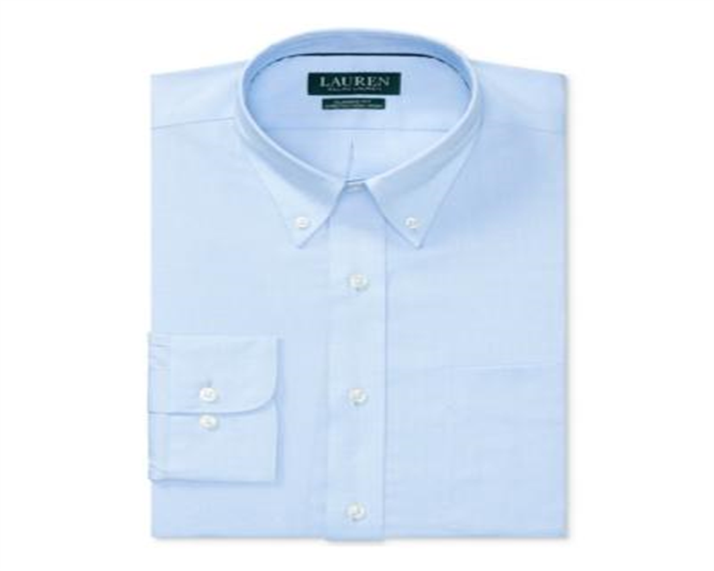 Ralph Lauren Men's Classic Regular Fit Non Iron Stretch Pinpoint Dress Shirt Blue Size Large