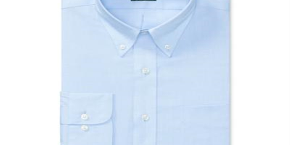 Ralph Lauren Men's Classic Regular Fit Non Iron Stretch Pinpoint Dress Shirt Blue Size Large