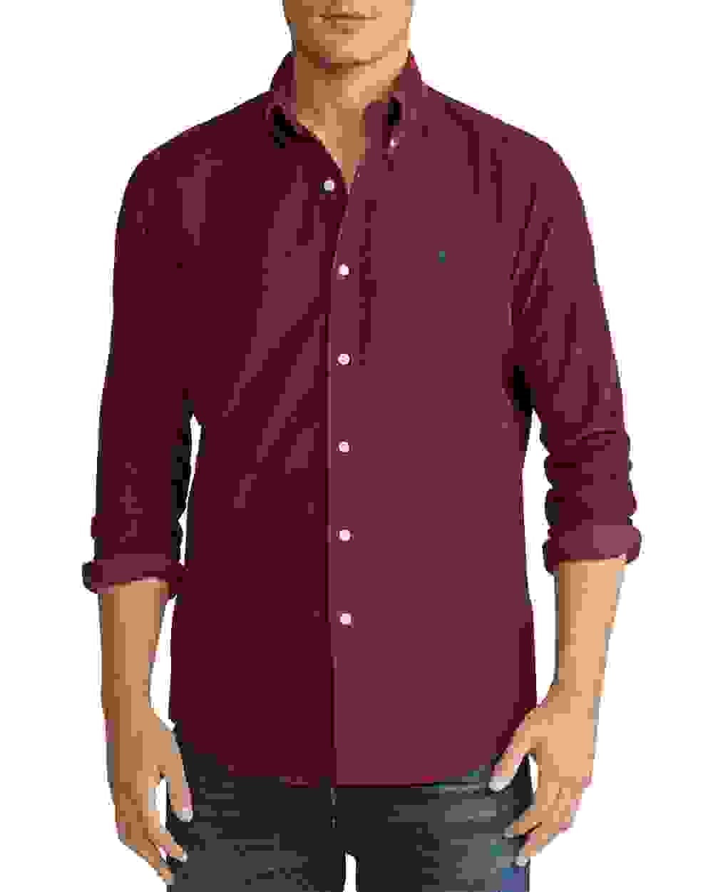 Ralph Lauren Men's Classic Fit Corduroy Shirt Red Size X-Small