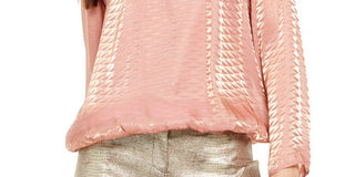 Alfani Women's Metallic Bubble Top Pink Size X-Small