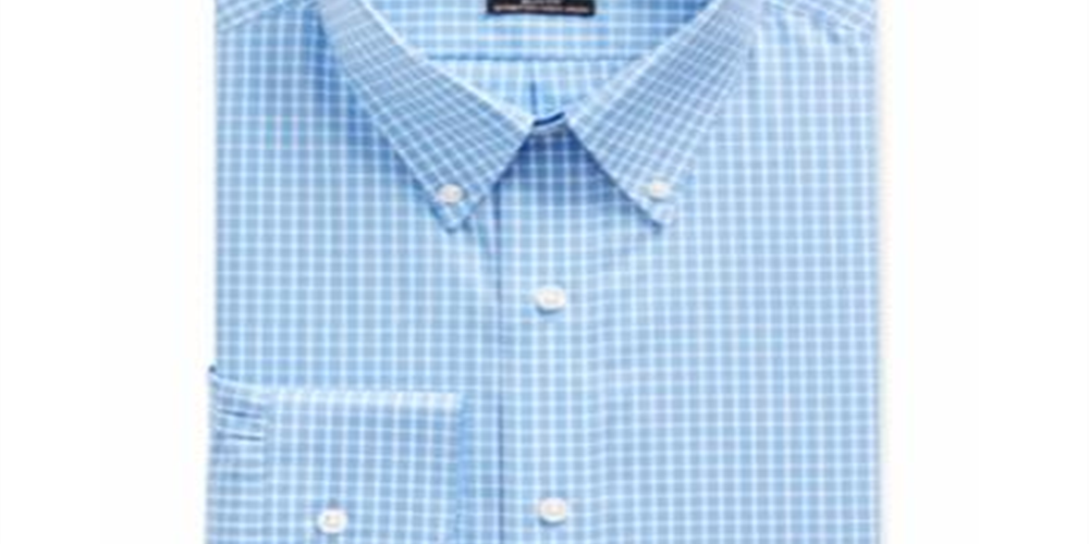 Ralph Lauren Men's Slim Fit No Iron Checked Blue Dress Shirt Blue Size 15X32-33