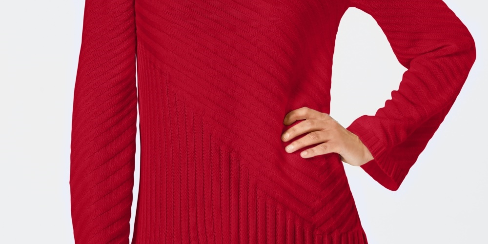 Charter Club Women's Mixed-Stitch Mock-Neck Sweater Red Size Small