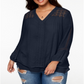 Style & Co Women's Plus Size Layered-Hem Top  Blue Size 2X