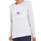 Tommy Hilfiger Women's Sport Logo Long Sleeve Shirt Silver Size Medium