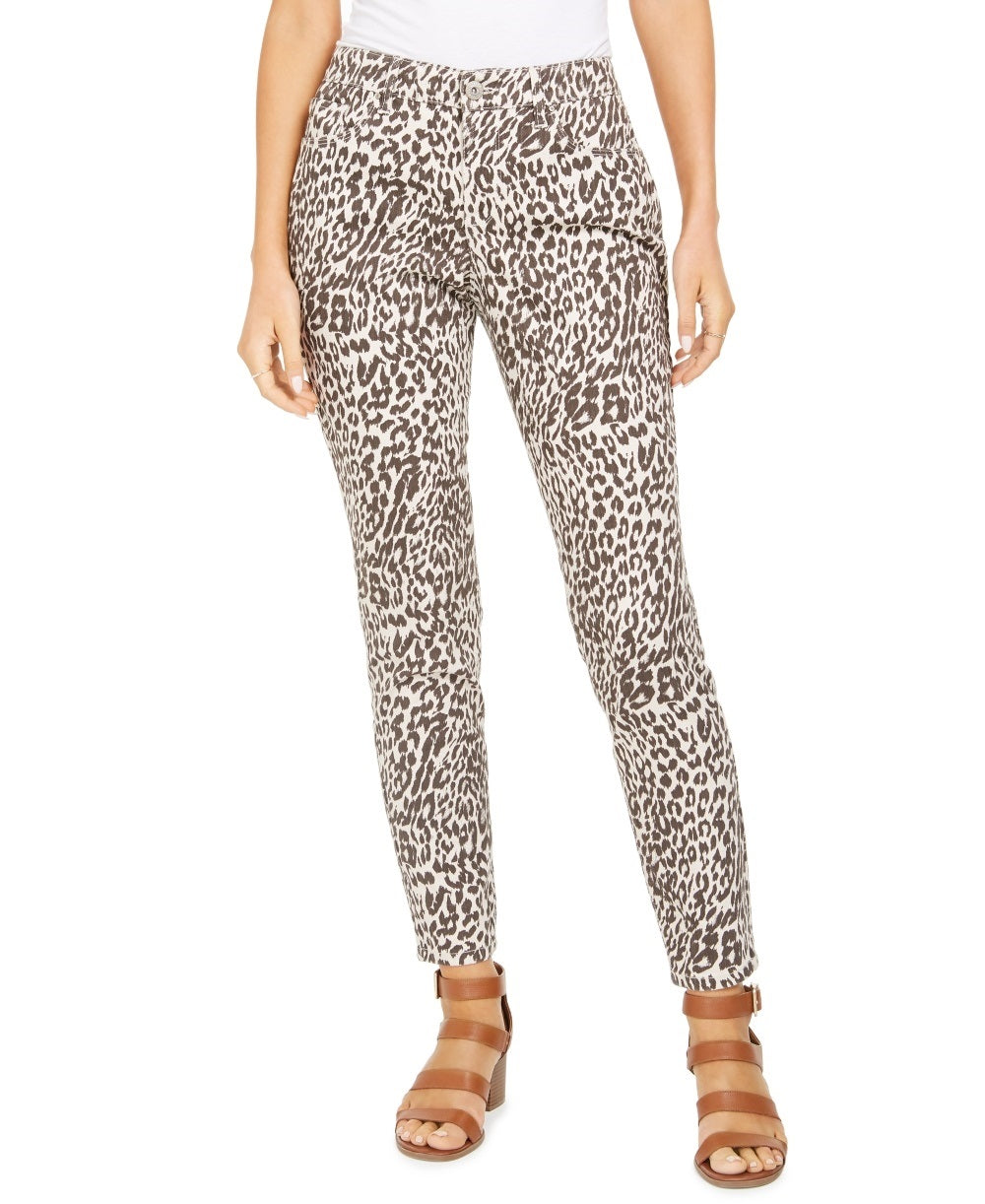 Style & Co Women's Curvy Printed Skinny Jeans Rustcopper Size 18