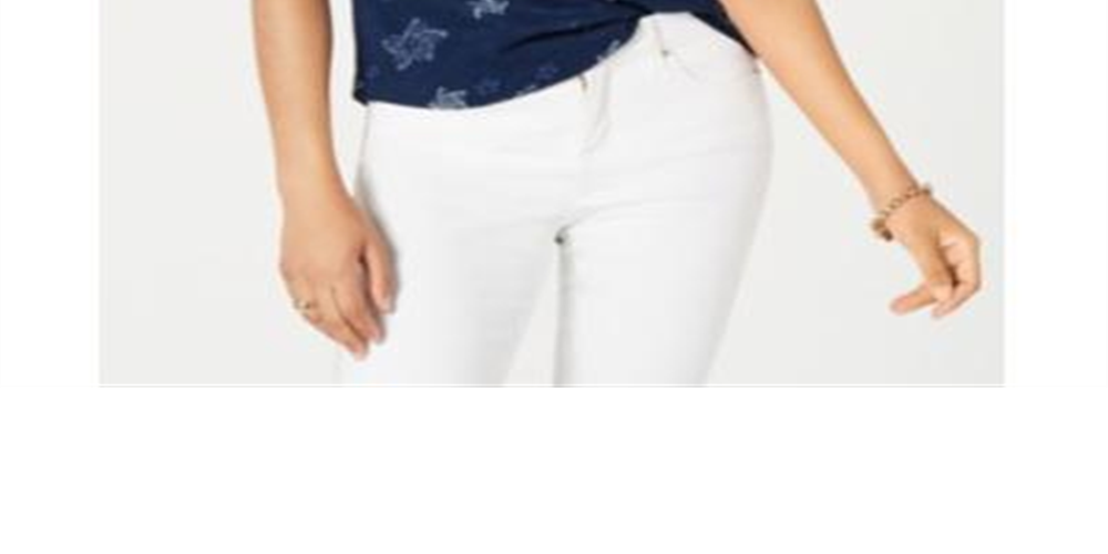 Style & Co Women's Printed V Neck T-Shirt Blue Size Petite XL