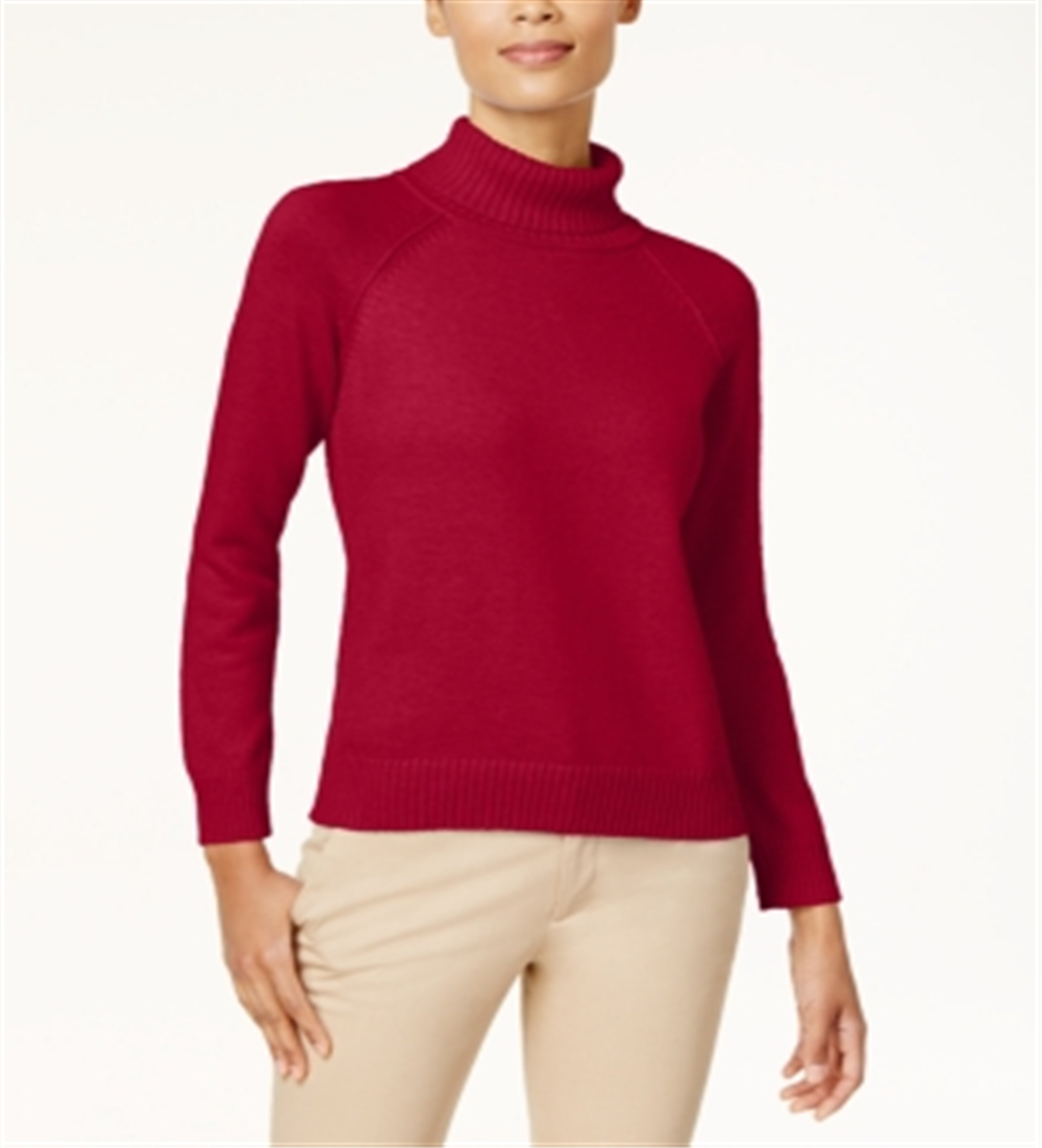 Karen Scott Women's Cotton Turtleneck Sweater Red Size Petite S