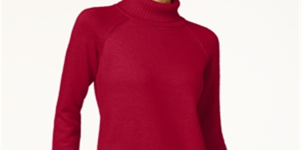 Karen Scott Women's Cotton Turtleneck Sweater Red Size Petite S