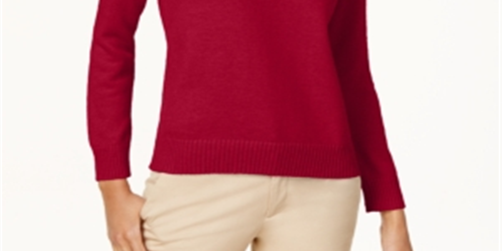 Karen Scott Women's Cotton Turtleneck Sweater Red Size Petite S