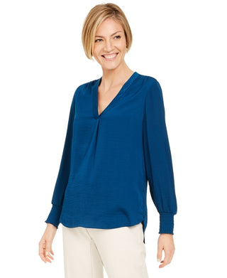 Alfani Women's V-Neck Top Dark Blue Size XX-Large