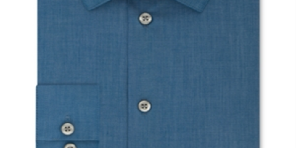 Kenneth Cole Men's Slim Fit Solid Dress Shirt Hazy Blue Size M