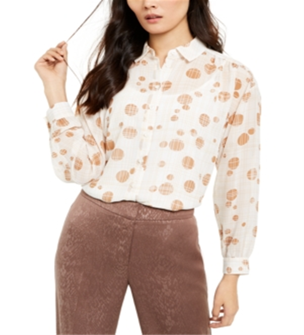 Alfani Women's Printed Blouse White Size X-Large