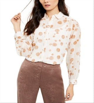 Alfani Women's Printed Blouse White Size X-Large