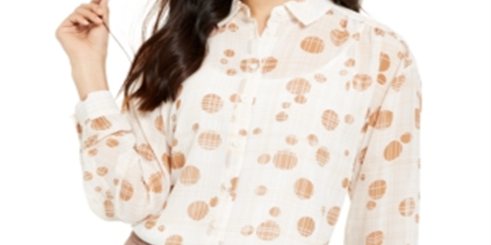 Alfani Women's Printed Blouse White Size X-Large