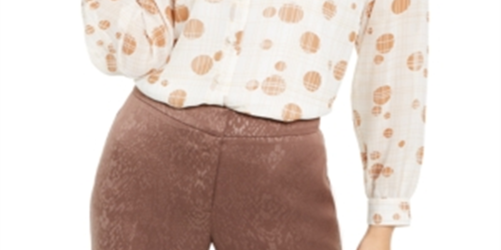 Alfani Women's Printed Blouse White Size X-Large