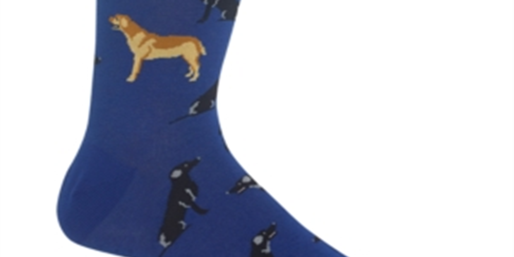 Hot Sox Men's Labrador Novelty Crew Socks Blue Size 10-13