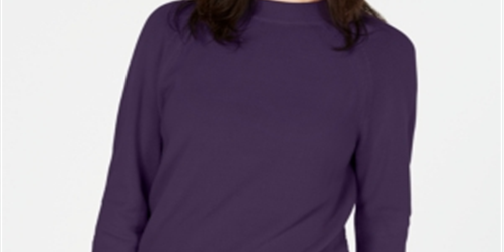 Karen Scott Women's Zip Back Mock Neck Sweater Purple Size X-Small